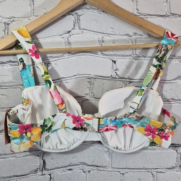 Shade And Shore Bikini Womens Sz XL 36DD Coastal Print Cheeky High-Waist New - Picture 5 of 11